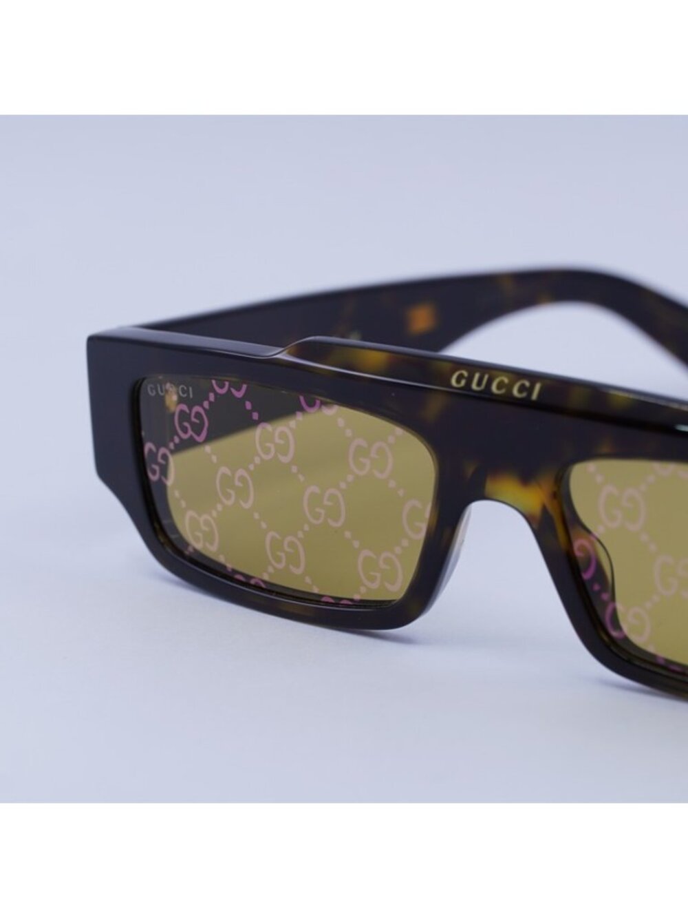 Gucci GG1592S 002 Sunglasses Havana Rectangle Frame, Yellow with Pattern Lenses - Picture 3 of 11